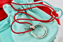 Load image into Gallery viewer, Tiffany & Co. Paloma Picasso Silver Small Melody Ring Pendant Red Silk Cord Necklace