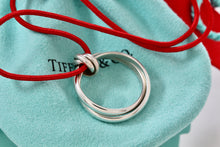 Load image into Gallery viewer, Tiffany & Co. Paloma Picasso Silver Small Melody Ring Pendant Red Silk Cord Necklace