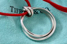 Load image into Gallery viewer, Tiffany & Co. Paloma Picasso Silver Small Melody Ring Pendant Red Silk Cord Necklace