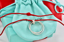 Load image into Gallery viewer, Tiffany & Co. Paloma Picasso Silver Small Melody Ring Pendant Red Silk Cord Necklace