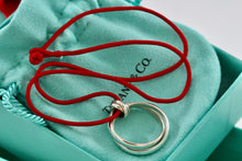 Load image into Gallery viewer, Tiffany & Co. Paloma Picasso Silver Small Melody Ring Pendant Red Silk Cord Necklace