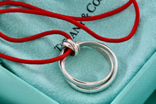 Load image into Gallery viewer, Tiffany & Co. Paloma Picasso Silver Small Melody Ring Pendant Red Silk Cord Necklace