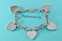 Load image into Gallery viewer, Tiffany & Co. Silver 5 Heart Interlocking Link LARGE 8.5" Bracelet CUSTOMIZATION