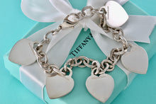 Load image into Gallery viewer, Tiffany & Co. Silver 5 Heart Interlocking Link LARGE 8.5" Bracelet CUSTOMIZATION