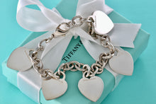 Load image into Gallery viewer, Tiffany & Co. Silver 5 Heart Interlocking Link LARGE 8.5" Bracelet CUSTOMIZATION