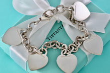 Load image into Gallery viewer, Tiffany & Co. Silver 5 Heart Interlocking Link LARGE 8.5" Bracelet CUSTOMIZATION