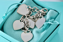 Load image into Gallery viewer, Tiffany & Co. Silver 5 Heart Interlocking Link LARGE 8.5" Bracelet CUSTOMIZATION