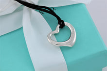 Load image into Gallery viewer, Tiffany & Co. Elsa Peretti Silver Medium Open Heart Diamond 22mm Pendant Necklace