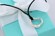 Load image into Gallery viewer, Tiffany & Co. Elsa Peretti Silver Medium Open Heart Diamond 22mm Pendant Necklace