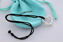 Load image into Gallery viewer, Tiffany & Co. Elsa Peretti Silver Medium Open Heart Diamond 22mm Pendant Necklace