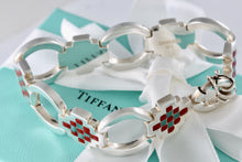 Load image into Gallery viewer, Tiffany & Co. Silver Vintage Red Green Enamel Checkered Link Heavy 7.25" Bracelet