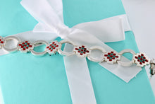 Load image into Gallery viewer, Tiffany & Co. Silver Vintage Red Green Enamel Checkered Link Heavy 7.25" Bracelet