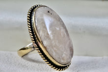 Load image into Gallery viewer, Handmade Huge Oval Moonstone Silverplate Ring Size 9.5