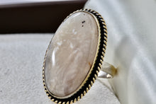 Load image into Gallery viewer, Handmade Huge Oval Moonstone Silverplate Ring Size 9.5
