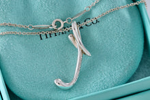 Load image into Gallery viewer, Tiffany & Co. Elsa Peretti Silver Alphabet XL Letter "T" Pendant 18" Necklace
