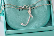 Load image into Gallery viewer, Tiffany & Co. Elsa Peretti Silver Alphabet XL Letter "T" Pendant 18" Necklace