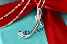 Load image into Gallery viewer, Tiffany & Co. Elsa Peretti Silver Alphabet XL Letter "T" Pendant 18" Necklace