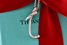 Load image into Gallery viewer, Tiffany & Co. Elsa Peretti Silver Alphabet XL Letter "T" Pendant 18" Necklace