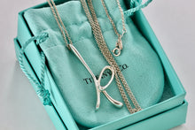 Load image into Gallery viewer, Tiffany & Co. Elsa Peretti Silver Alphabet XXL HUGE Letter "K" Pendant 31" Necklace
