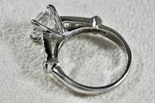 Load image into Gallery viewer, Rhodium Plated Large CZ Round Cut Stone Engagement Ring Size 6