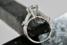 Load image into Gallery viewer, Rhodium Plated Large CZ Round Cut Stone Engagement Ring Size 6