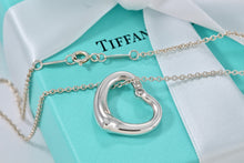 Load image into Gallery viewer, Tiffany & Co. Elsa Peretti Silver Medium Open Heart Diamond 22mm Pendant Necklace
