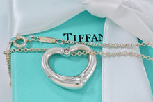 Load image into Gallery viewer, Tiffany & Co. Elsa Peretti Silver Medium Open Heart Diamond 22mm Pendant Necklace