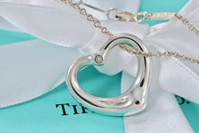 Load image into Gallery viewer, Tiffany & Co. Elsa Peretti Silver Medium Open Heart Diamond 22mm Pendant Necklace