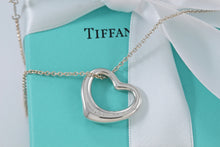 Load image into Gallery viewer, Tiffany & Co. Elsa Peretti Silver Medium Open Heart Diamond 22mm Pendant Necklace