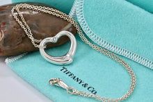 Load image into Gallery viewer, Tiffany & Co. Elsa Peretti Silver Medium Open Heart Diamond 22mm Pendant Necklace
