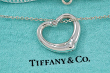 Load image into Gallery viewer, Tiffany & Co. Elsa Peretti Silver Medium Open Heart Diamond 22mm Pendant Necklace