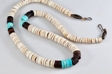 Load image into Gallery viewer, Vintage Hand Strung Silver Turquoise Puka Shell Hawaii 18&quot; Necklace 1950&#39;s Era
