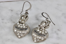 Load image into Gallery viewer, Vintage Juicy Couture Heart Crown Rhinestone Dangle Earrings
