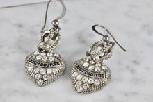 Load image into Gallery viewer, Vintage Juicy Couture Heart Crown Rhinestone Dangle Earrings
