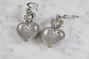 Vintage Juicy Couture Heart Crown Rhinestone Dangle Earrings