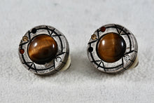 Load image into Gallery viewer, Vintage Patricia Locke Round Tiger Eye Clip-On Earrings
