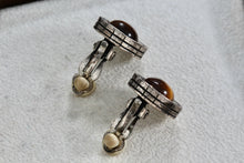 Load image into Gallery viewer, Vintage Patricia Locke Round Tiger Eye Clip-On Earrings
