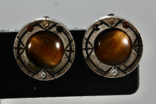 Load image into Gallery viewer, Vintage Patricia Locke Round Tiger Eye Clip-On Earrings
