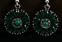 Load image into Gallery viewer, Wheel of Green Emerald Marquise Dangle Hook Costume Earrings
