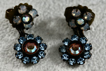 Load image into Gallery viewer, Vintage Sorelli Dangle Flower Rhinestone Earrings
