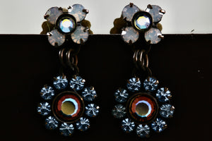 Vintage Sorelli Dangle Flower Rhinestone Earrings