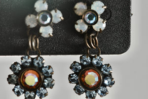 Vintage Sorelli Dangle Flower Rhinestone Earrings