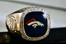 Load image into Gallery viewer, Denver Broncos Diamond Vermeil Sterling Silver Acrylic Signet Ring Size 10
