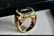 Load image into Gallery viewer, Denver Broncos Diamond Vermeil Sterling Silver Acrylic Signet Ring Size 10
