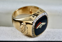 Load image into Gallery viewer, Denver Broncos Diamond Vermeil Sterling Silver Acrylic Signet Ring Size 10
