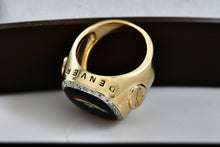 Load image into Gallery viewer, Denver Broncos Diamond Vermeil Sterling Silver Acrylic Signet Ring Size 10
