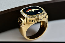 Load image into Gallery viewer, Denver Broncos Diamond Vermeil Sterling Silver Acrylic Signet Ring Size 10
