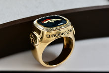 Load image into Gallery viewer, Denver Broncos Diamond Vermeil Sterling Silver Acrylic Signet Ring Size 10
