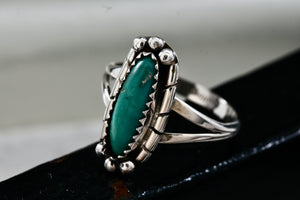 Lorencita Garcia Native American Oval Turquoise Silver Ring Size 8