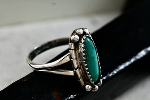 Lorencita Garcia Native American Oval Turquoise Silver Ring Size 8